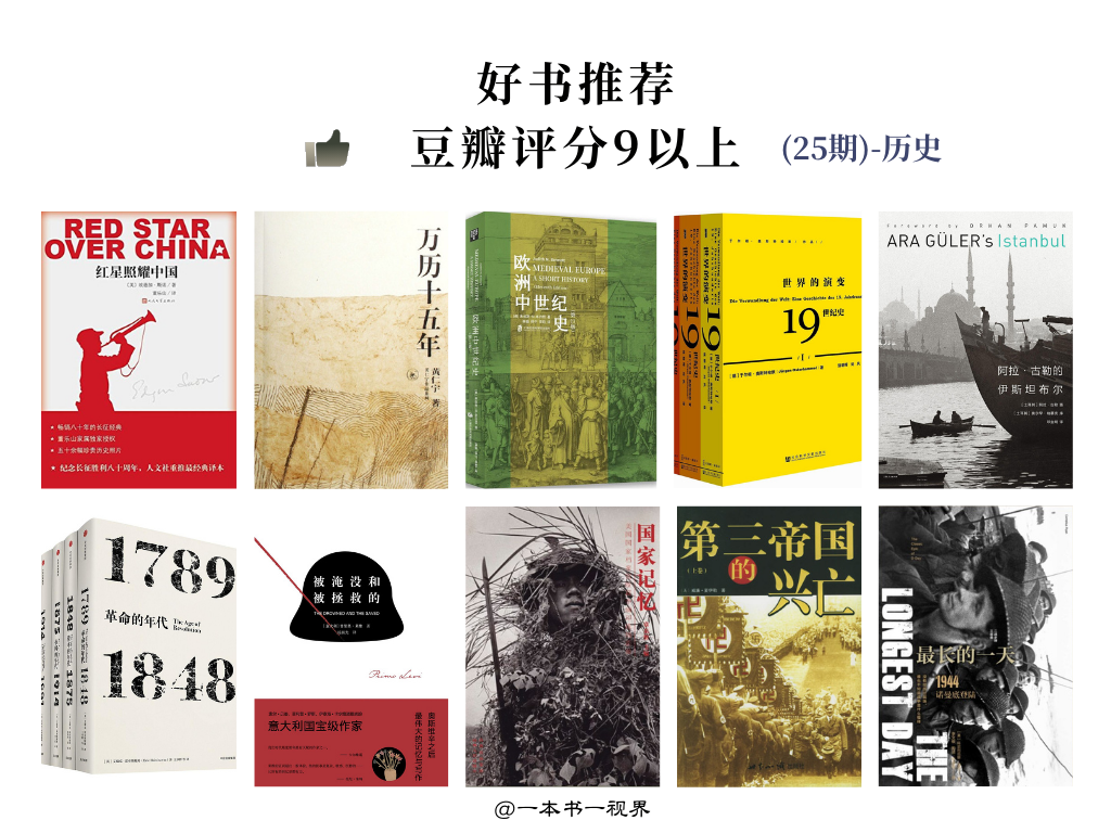 书单丨24期 好书推荐，10本豆瓣评分9以上（历史）