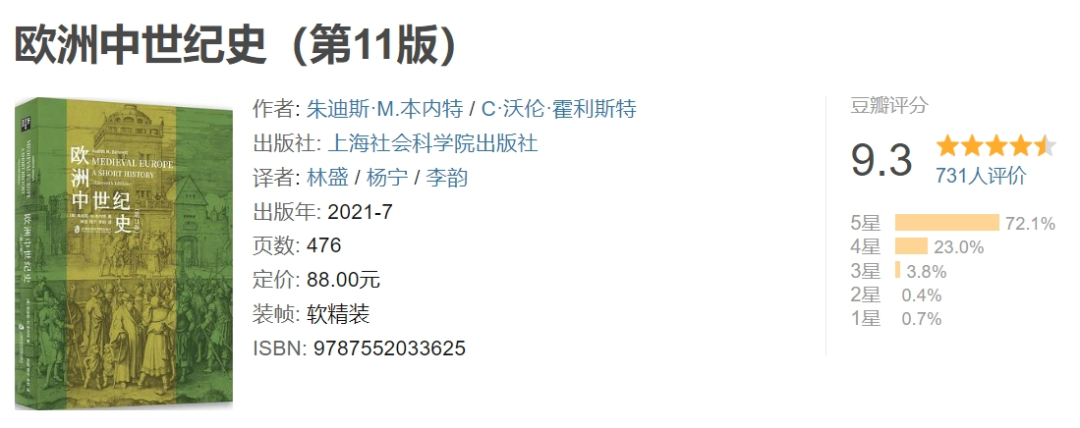 书单丨24期 好书推荐，10本豆瓣评分9以上（历史）