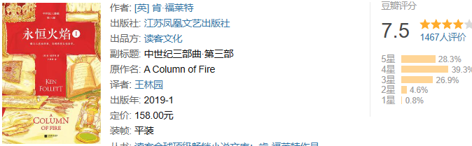 全球狂卖超10亿册!连英国女王都在追的肯·福莱特作品集!