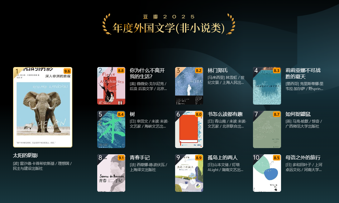 不知道读什么书？从豆瓣2025年度读书榜单开始！