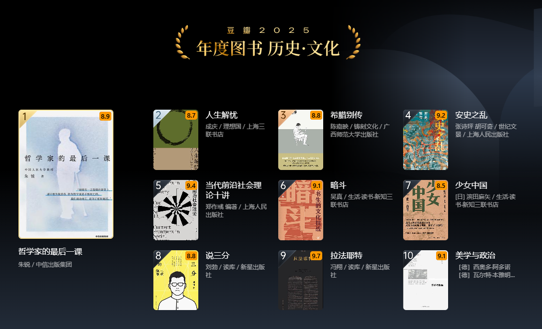 不知道读什么书？从豆瓣2025年度读书榜单开始！