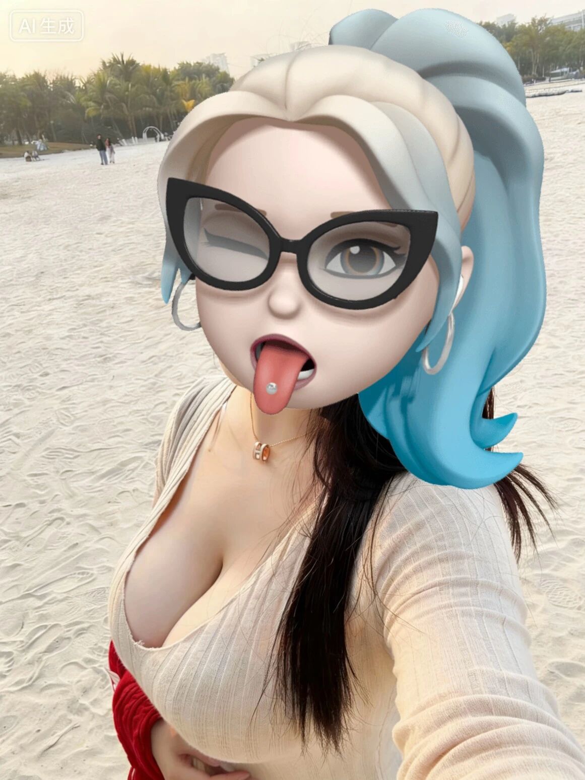 小熊黛比:脑海里,听海浪的声音,吹自由的风,拍美美